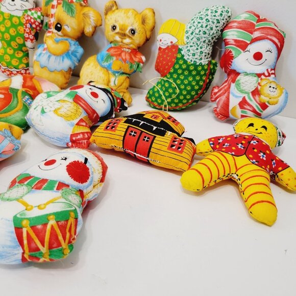 12 Mini Holiday Christmas Plush Pillow Fabric Hand Sewn Snowman Mouse Cat Koala - Picture 8 of 8